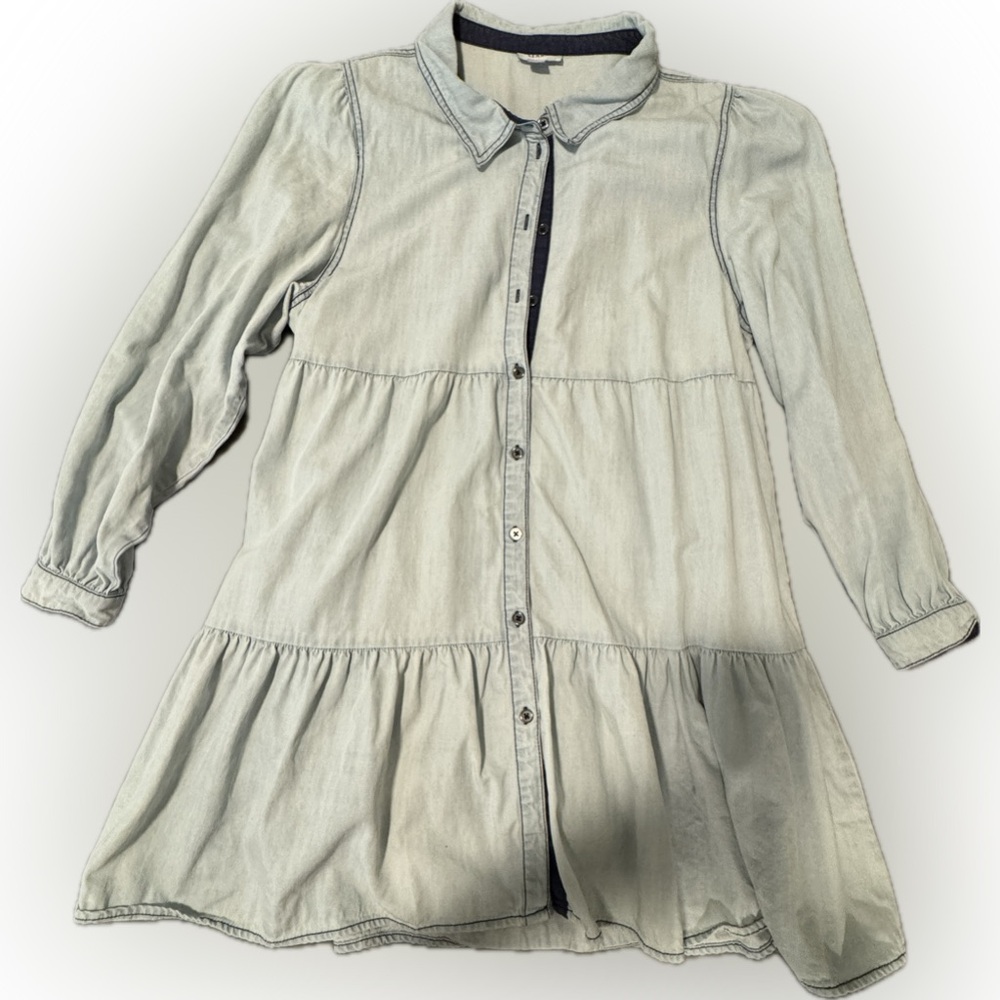 Serra Tiered Chambray Long Sleeved Dress XL